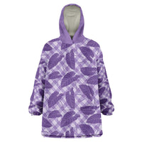 Purple Hawaii Kalo Palaka Motifs Wearable Blanket Hoodie Hawaiian Taro Leaves Elegant Vibes - Polynesian Pride