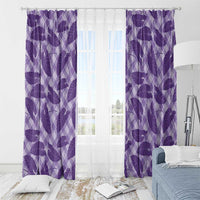 Purple Hawaii Kalo Palaka Motifs Window Curtain Hawaiian Taro Leaves Elegant Vibes - Polynesian Pride
