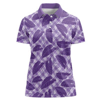 Purple Hawaii Kalo Palaka Motifs Women Polo Shirt Hawaiian Taro Leaves Elegant Vibes - Polynesian Pride