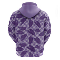 Purple Hawaii Kalo Palaka Motifs Zip Hoodie Hawaiian Taro Leaves Elegant Vibes - Polynesian Pride