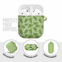 Green Hawaii Kalo Palaka Motifs AirPods Case Hawaiian Taro Leaves Elegant Vibes - Polynesian Pride