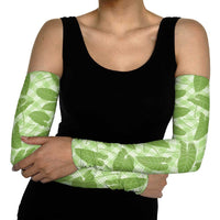 Green Hawaii Kalo Palaka Motifs Arm Sleeves Hawaiian Taro Leaves Elegant Vibes - Polynesian Pride