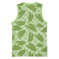 Green Hawaii Kalo Palaka Motifs Basketball Jersey Hawaiian Taro Leaves Elegant Vibes - Polynesian Pride