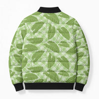 Green Hawaii Kalo Palaka Motifs Bomber Puffer Jacket Hawaiian Taro Leaves Elegant Vibes - Polynesian Pride