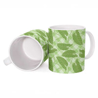 Green Hawaii Kalo Palaka Motifs Ceramic Mug Hawaiian Taro Leaves Elegant Vibes - Polynesian Pride