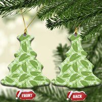 Green Hawaii Kalo Palaka Motifs Ceramic Ornament Hawaiian Taro Leaves Elegant Vibes - Polynesian Pride