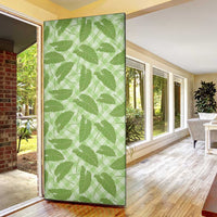 Green Hawaii Kalo Palaka Motifs Door Cover Hawaiian Taro Leaves Elegant Vibes - Polynesian Pride