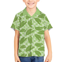 Green Hawaii Kalo Palaka Motifs Family Matching Mermaid Dress and Hawaiian Shirt Hawaiian Taro Leaves Elegant Vibes - Polynesian Pride