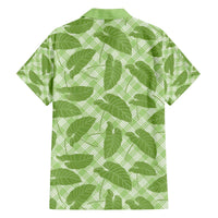 Green Hawaii Kalo Palaka Motifs Family Matching Off The Shoulder Long Sleeve Dress and Hawaiian Shirt Hawaiian Taro Leaves Elegant Vibes - Polynesian Pride
