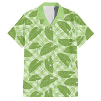 Green Hawaii Kalo Palaka Motifs Family Matching Off Shoulder Maxi Dress and Hawaiian Shirt Hawaiian Taro Leaves Elegant Vibes - Polynesian Pride