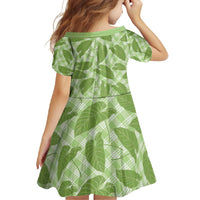 Green Hawaii Kalo Palaka Motifs Family Matching Short Sleeve Bodycon Dress and Hawaiian Shirt Hawaiian Taro Leaves Elegant Vibes - Polynesian Pride