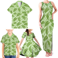 Green Hawaii Kalo Palaka Motifs Family Matching Tank Maxi Dress and Hawaiian Shirt Hawaiian Taro Leaves Elegant Vibes - Polynesian Pride