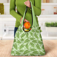 Green Hawaii Kalo Palaka Motifs Grocery Bag Hawaiian Taro Leaves Elegant Vibes - Polynesian Pride