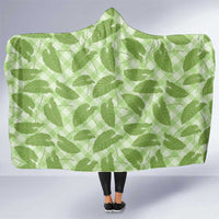 Green Hawaii Kalo Palaka Motifs Hooded Blanket Hawaiian Taro Leaves Elegant Vibes - Polynesian Pride