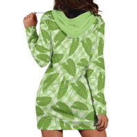 Green Hawaii Kalo Palaka Motifs Hoodie Dress Hawaiian Taro Leaves Elegant Vibes - Polynesian Pride