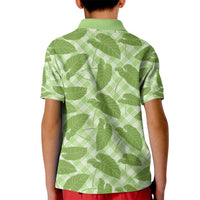 Green Hawaii Kalo Palaka Motifs Kid Polo Shirt Hawaiian Taro Leaves Elegant Vibes - Polynesian Pride