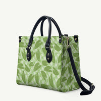 Green Hawaii Kalo Palaka Motifs Leather Bag Hawaiian Taro Leaves Elegant Vibes - Polynesian Pride