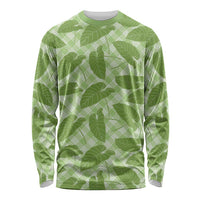 Green Hawaii Kalo Palaka Motifs Long Sleeve Shirt Hawaiian Taro Leaves Elegant Vibes - Polynesian Pride