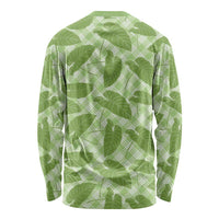 Green Hawaii Kalo Palaka Motifs Long Sleeve Shirt Hawaiian Taro Leaves Elegant Vibes - Polynesian Pride