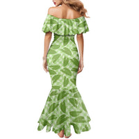 Green Hawaii Kalo Palaka Motifs Mermaid Dress Hawaiian Taro Leaves Elegant Vibes - Polynesian Pride