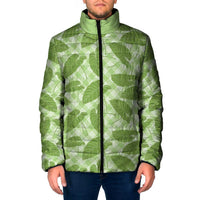 Green Hawaii Kalo Palaka Motifs Padded Jacket Hawaiian Taro Leaves Elegant Vibes - Polynesian Pride