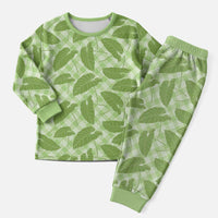 Green Hawaii Kalo Palaka Motifs Christmas Pajama Set Hawaiian Taro Leaves Elegant Vibes - Polynesian Pride