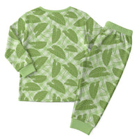 Green Hawaii Kalo Palaka Motifs Christmas Pajama Set Hawaiian Taro Leaves Elegant Vibes - Polynesian Pride