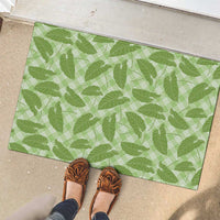 Green Hawaii Kalo Palaka Motifs Rubber Doormat Hawaiian Taro Leaves Elegant Vibes - Polynesian Pride