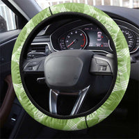 Green Hawaii Kalo Palaka Motifs Steering Wheel Cover Hawaiian Taro Leaves Elegant Vibes - Polynesian Pride