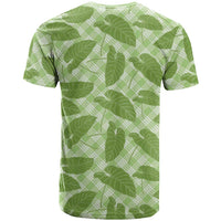 Green Hawaii Kalo Palaka Motifs T Shirt Hawaiian Taro Leaves Elegant Vibes - Polynesian Pride