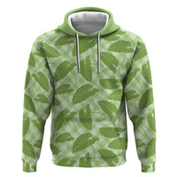 Green Hawaii Kalo Palaka Motifs Zip Hoodie Hawaiian Taro Leaves Elegant Vibes - Polynesian Pride