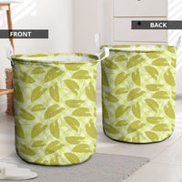 Lime Green Hawaii Kalo Palaka Motifs Laundry Basket Hawaiian Taro Leaves Elegant Vibes - Polynesian Pride