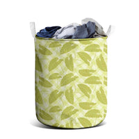 Lime Green Hawaii Kalo Palaka Motifs Laundry Basket Hawaiian Taro Leaves Elegant Vibes - Polynesian Pride