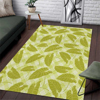 Lime Green Hawaii Kalo Palaka Motifs Area Rug Hawaiian Taro Leaves Elegant Vibes - Polynesian Pride