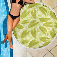 Lime Green Hawaii Kalo Palaka Motifs Beach Blanket Hawaiian Taro Leaves Elegant Vibes - Polynesian Pride