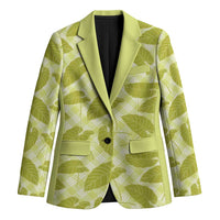 Lime Green Hawaii Kalo Palaka Motifs Blazer Hawaiian Taro Leaves Elegant Vibes - Polynesian Pride