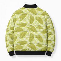 Lime Green Hawaii Kalo Palaka Motifs Bomber Puffer Jacket Hawaiian Taro Leaves Elegant Vibes - Polynesian Pride