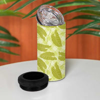 Lime Green Hawaii Kalo Palaka Motifs 4 in 1 Can Cooler Tumbler Hawaiian Taro Leaves Elegant Vibes - Polynesian Pride