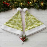 Lime Green Hawaii Kalo Palaka Motifs Christmas Santa Hat Hawaiian Taro Leaves Elegant Vibes - Polynesian Pride