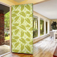 Lime Green Hawaii Kalo Palaka Motifs Door Cover Hawaiian Taro Leaves Elegant Vibes - Polynesian Pride