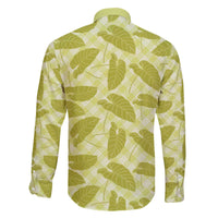 Lime Green Hawaii Kalo Palaka Motifs Family Matching Off The Shoulder Long Sleeve Dress and Hawaiian Shirt Hawaiian Taro Leaves Elegant Vibes - Polynesian Pride