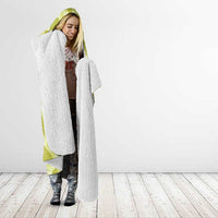 Lime Green Hawaii Kalo Palaka Motifs Hooded Blanket Hawaiian Taro Leaves Elegant Vibes - Polynesian Pride