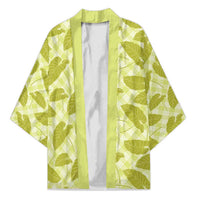 Lime Green Hawaii Kalo Palaka Motifs Kimono Hawaiian Taro Leaves Elegant Vibes - Polynesian Pride