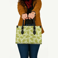 Lime Green Hawaii Kalo Palaka Motifs Leather Bag Hawaiian Taro Leaves Elegant Vibes - Polynesian Pride
