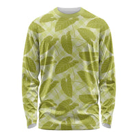 Lime Green Hawaii Kalo Palaka Motifs Long Sleeve Shirt Hawaiian Taro Leaves Elegant Vibes - Polynesian Pride