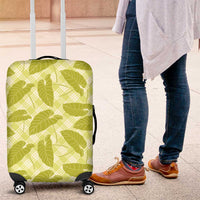 Lime Green Hawaii Kalo Palaka Motifs Luggage Cover Hawaiian Taro Leaves Elegant Vibes - Polynesian Pride