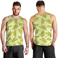 Lime Green Hawaii Kalo Palaka Motifs Men Tank Top Hawaiian Taro Leaves Elegant Vibes - Polynesian Pride