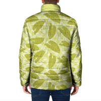 Lime Green Hawaii Kalo Palaka Motifs Padded Jacket Hawaiian Taro Leaves Elegant Vibes - Polynesian Pride