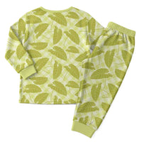 Lime Green Hawaii Kalo Palaka Motifs Christmas Pajama Set Hawaiian Taro Leaves Elegant Vibes - Polynesian Pride