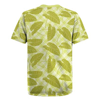 Lime Green Hawaii Kalo Palaka Motifs Rugby Jersey Hawaiian Taro Leaves Elegant Vibes - Polynesian Pride